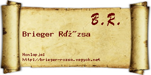 Brieger Rózsa névjegykártya